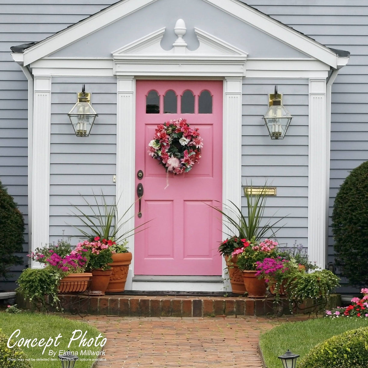 10x22W x 108x22H x 2x22P Two Equal Flat Panel PVC Pilaster with Decorative Capital & Base (Pair) R467