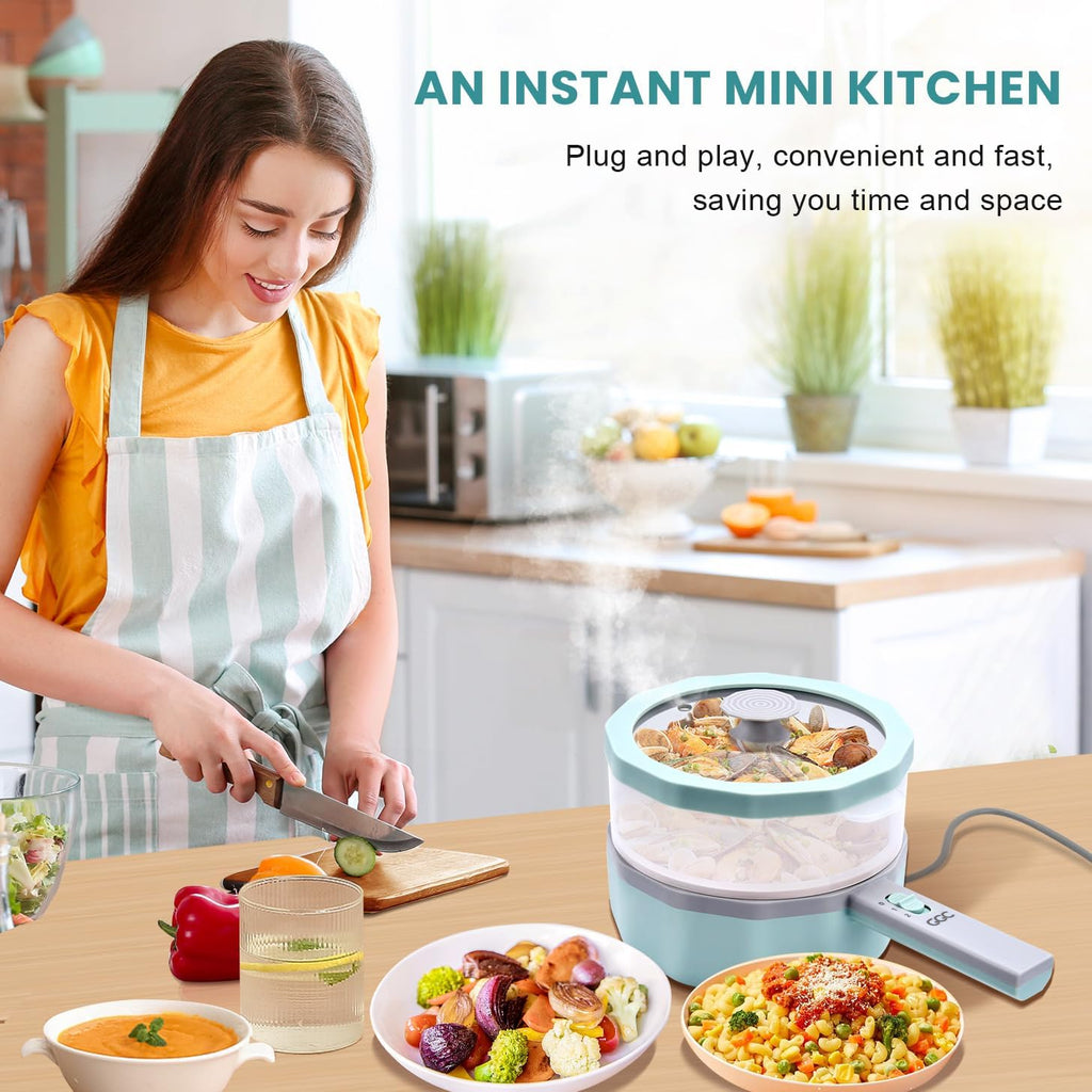1.5L Non-stick Electric Hot Pot with Steamer M8845