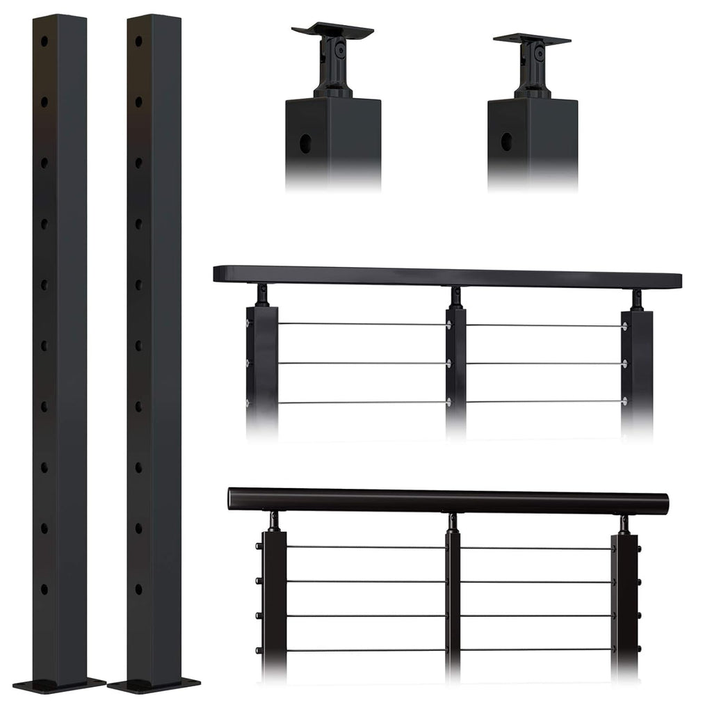 2 Pack 36x2x2 304 Stainless Steel Black Cable Railing Post G76160