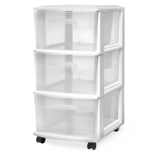3-Tier Clear Plastic Storage Organizer Cart with Wheels P7534