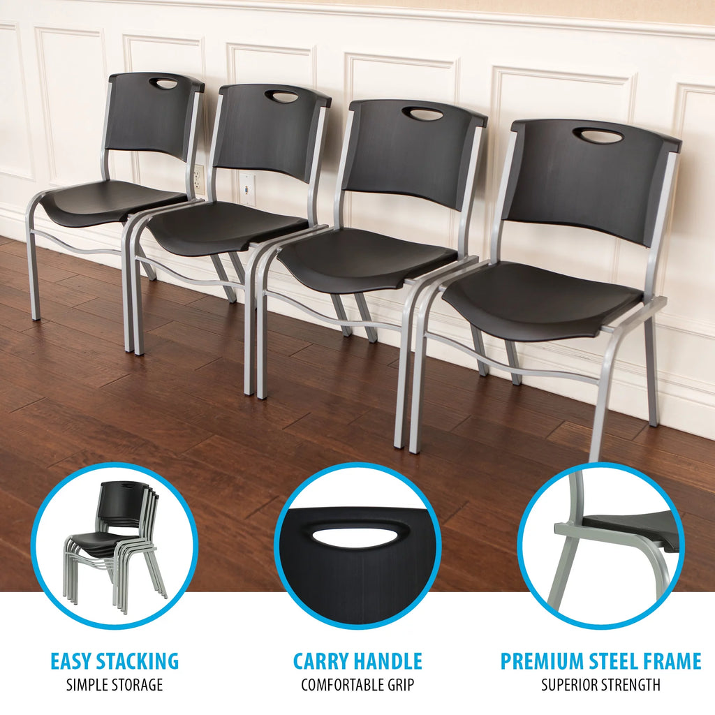 Black Plastic Stacking Chair 4 Pack Y840160