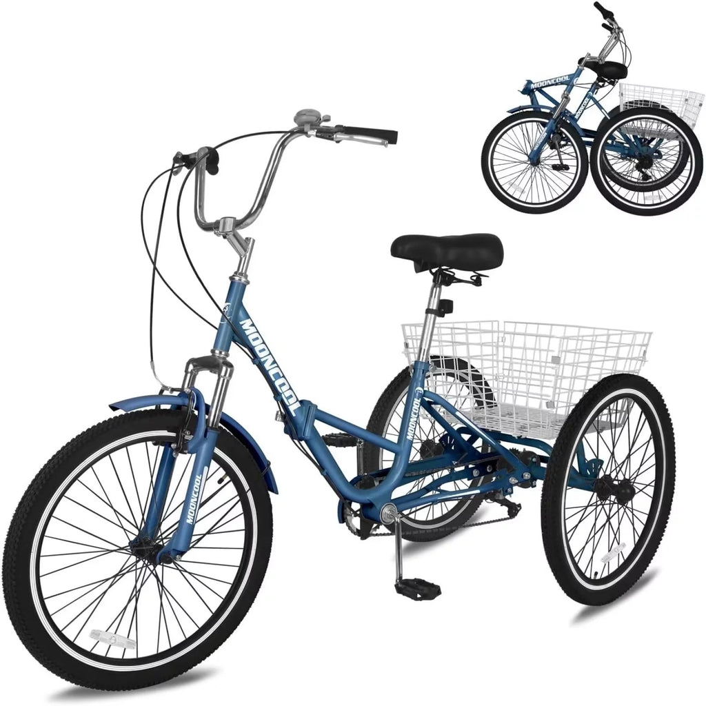Folding 7 Speed Tricycle Bike with Large Basket L9505