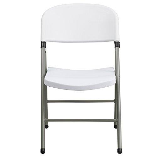 White Plastic Folding Chair with Gray Frame K1986