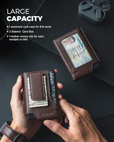 Slim Leather RFID Blocking Wallet with Money Clip B4617