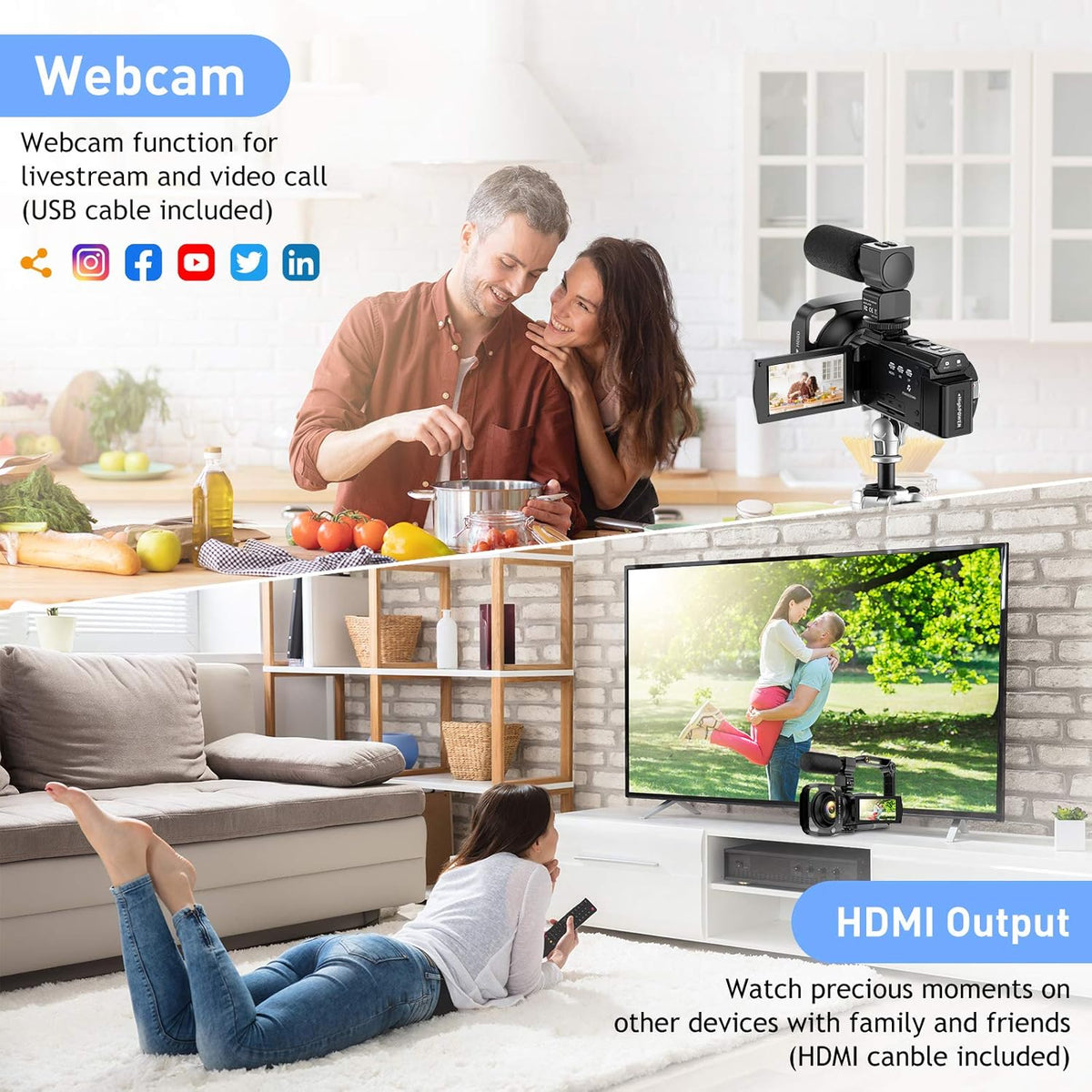 4K 48MP Ultra HD WiFi Digital Camera Camcorder with Microphone R849621