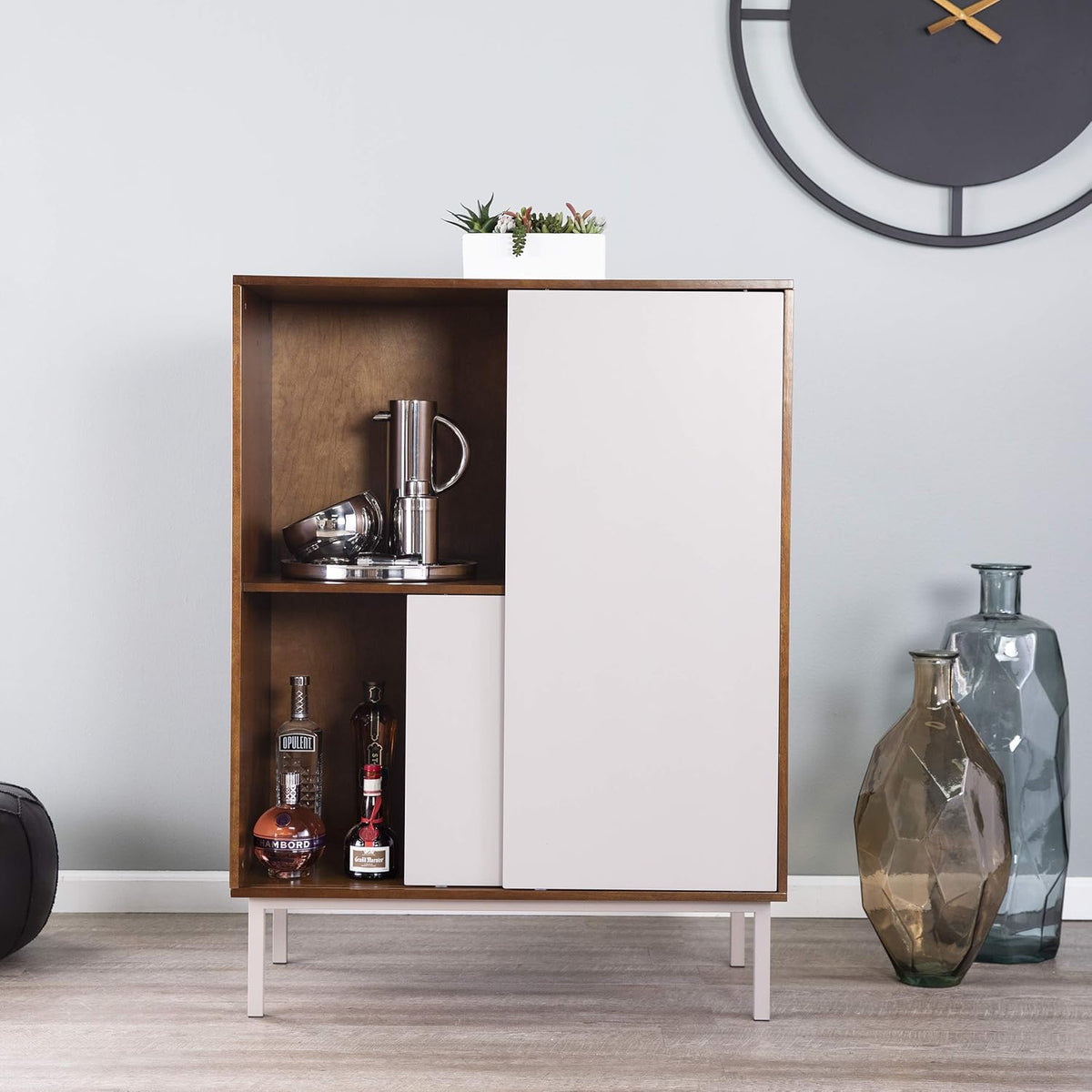 Two-Tone Sliding Door Cabinet P2163
