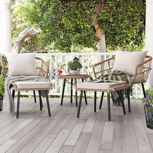 3 Piece Wicker Bistro Set with Cushions I782