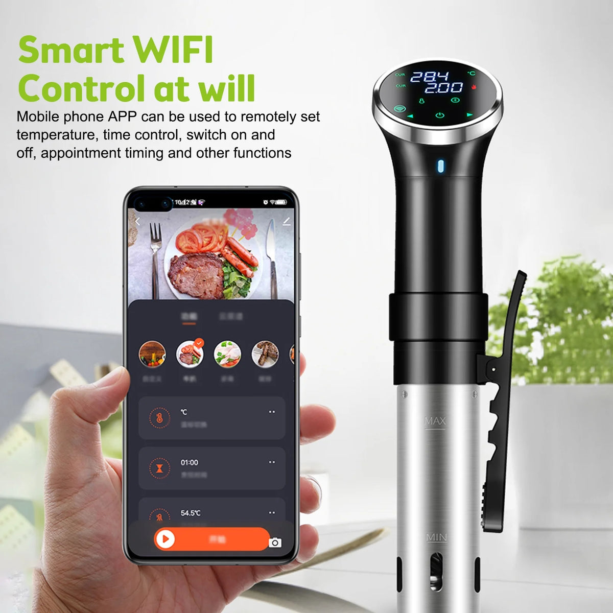 WiFi Sous Cooker Immersion Circulator 1100 Watts Digital Display A104