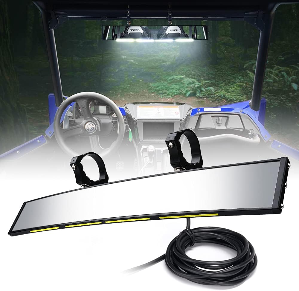 Aluminum UTV Rear View Center Mirror with Interior Lights B18007