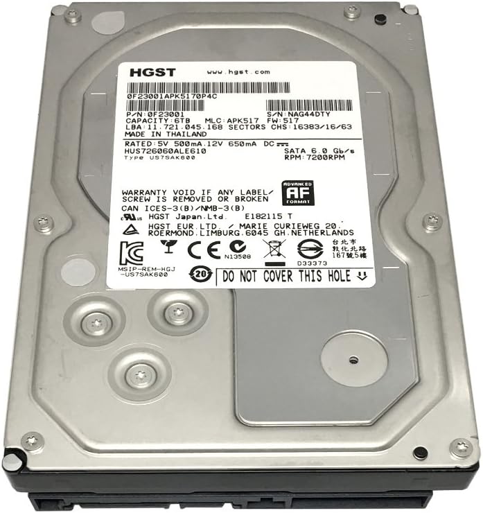 6000GB 7200RPM SATA 128MB Cache 3.5-Inch Internal Bare Drives Pack of 2 H843