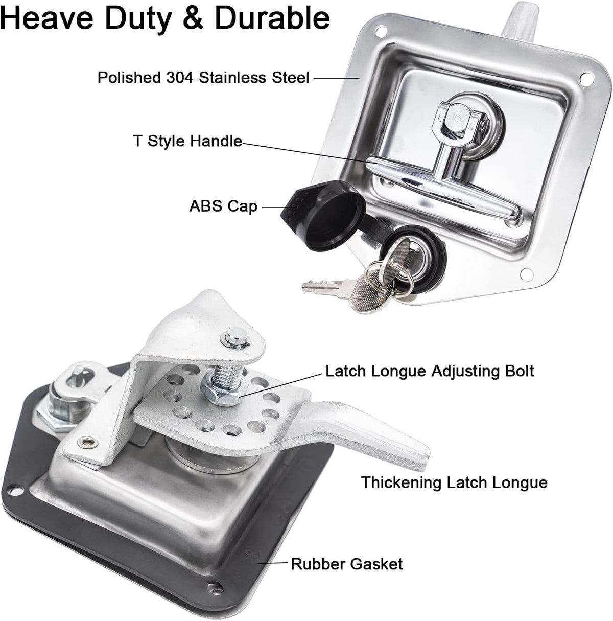 4 Pack Stainless-Steel T Handle Lock with Gasket and Keys D589022