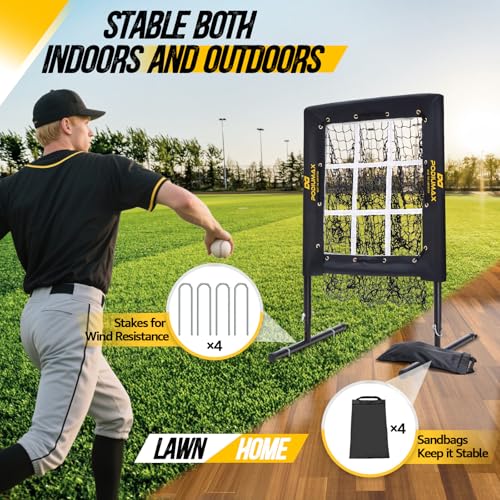 9 Hole Baseball Pitching Net with Carry Bag X493559