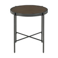 Round End Table with Wooden Top - Brown F97084