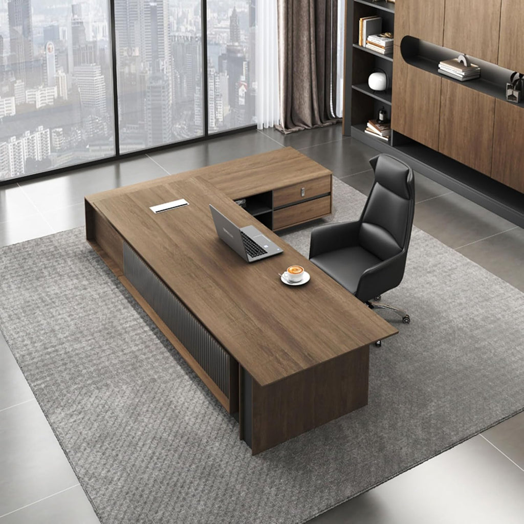 Height Adjustable L Shaped Desk with Drawer File Cabinet M1274