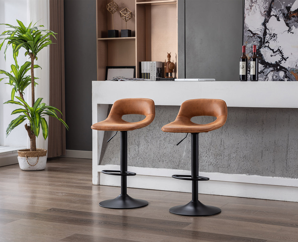 Modern Swivel Leather Bar Stools Set of 2 S638789