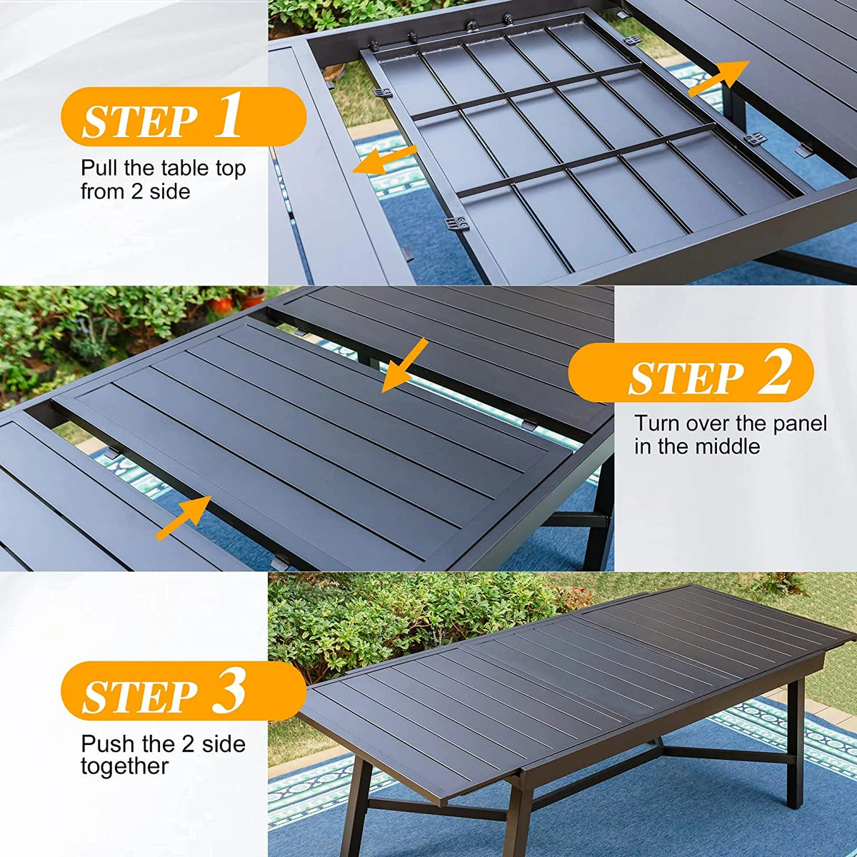 9 Piece Patio Dining Set with Padded Textilene Swivel Chairs and Expandable Table W946036