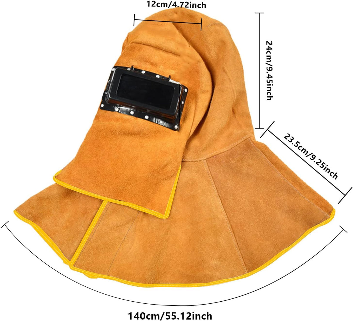 Yellow Leather Welding Helmet with Solar Auto Darkening Filter E4073