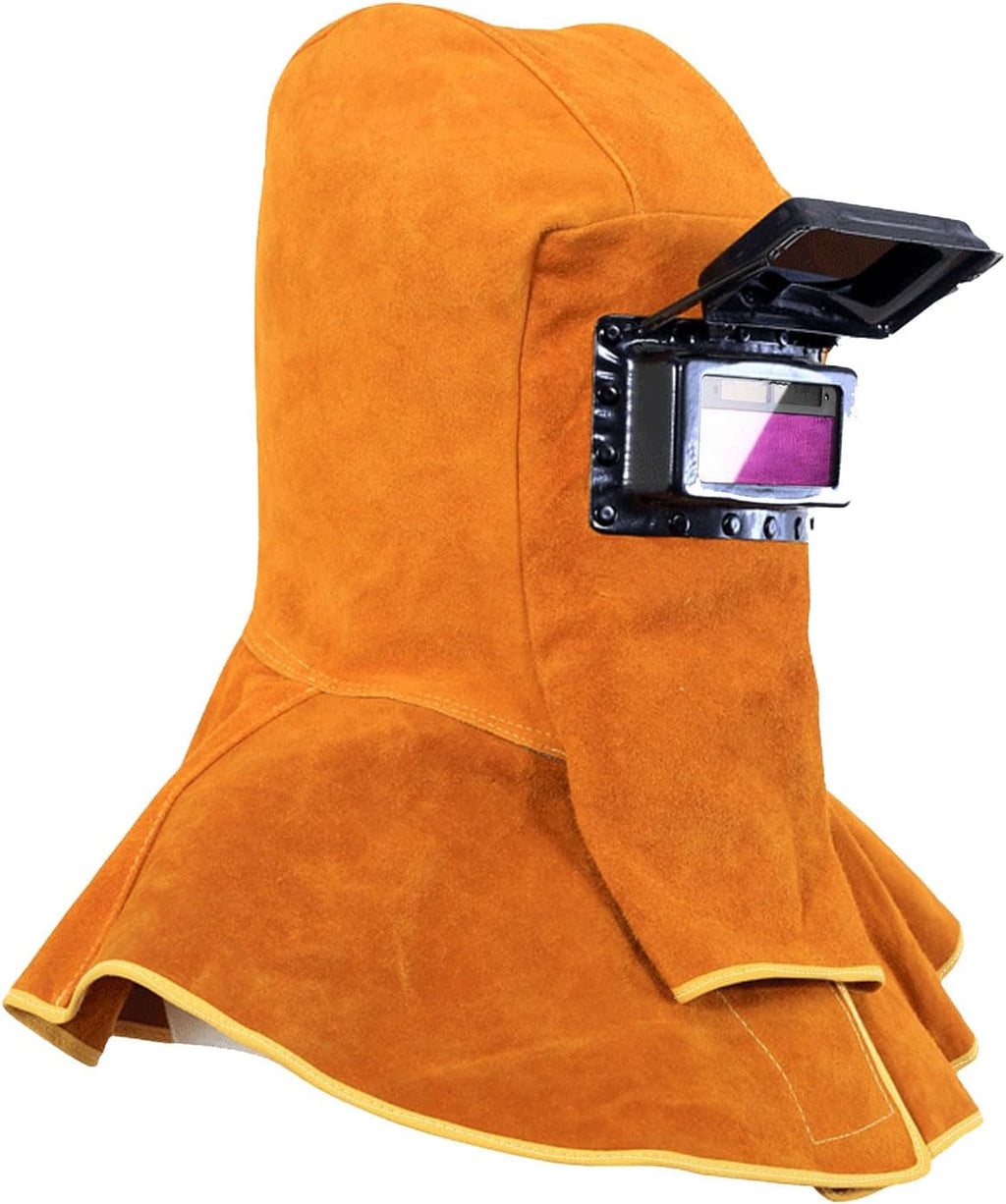 Yellow Leather Welding Helmet with Solar Auto Darkening Filter E4073