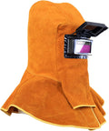 Yellow Leather Welding Helmet with Solar Auto Darkening Filter E4073
