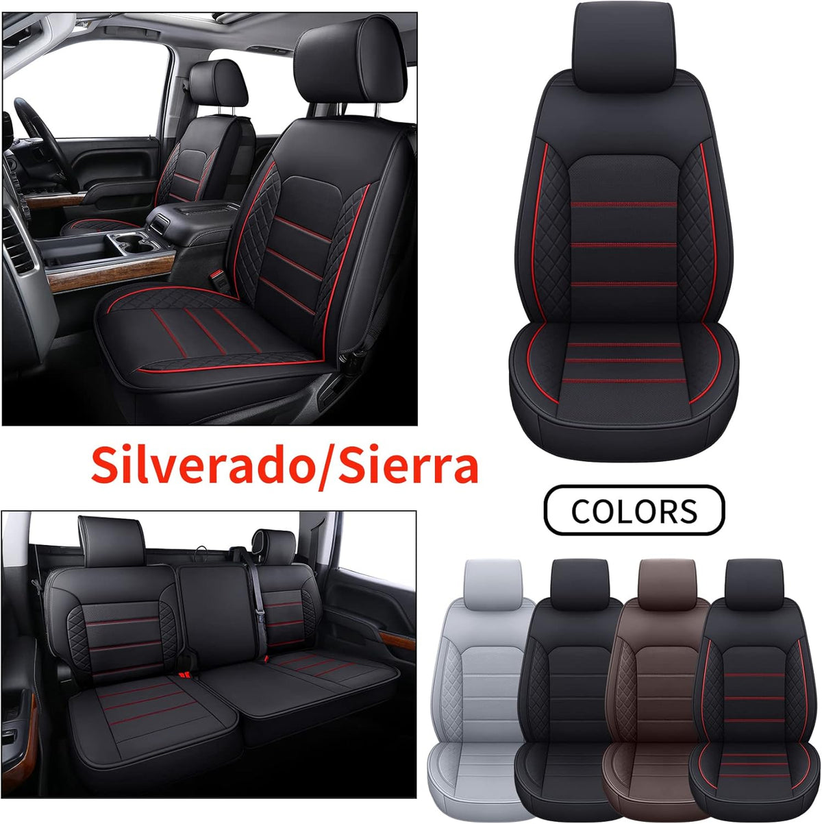 Black Faux Leather Full Set Seat Covers A571141