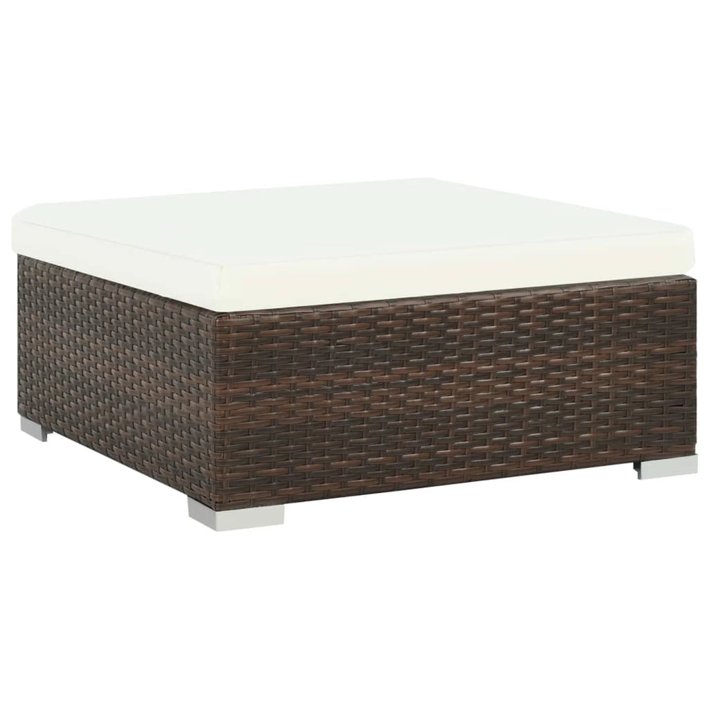 6 Piece White Cushioned Poly Rattan Patio Conversation Set with Coffee Table K10796