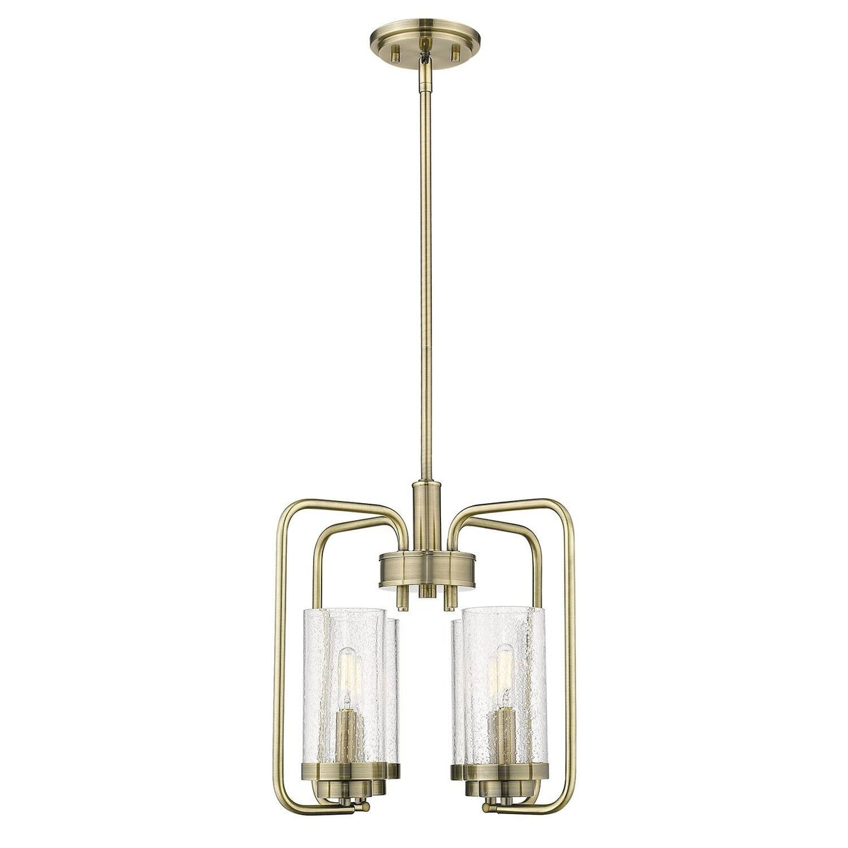 Aged Brass Semi-Flush Fixture with Seeded Glass M9351