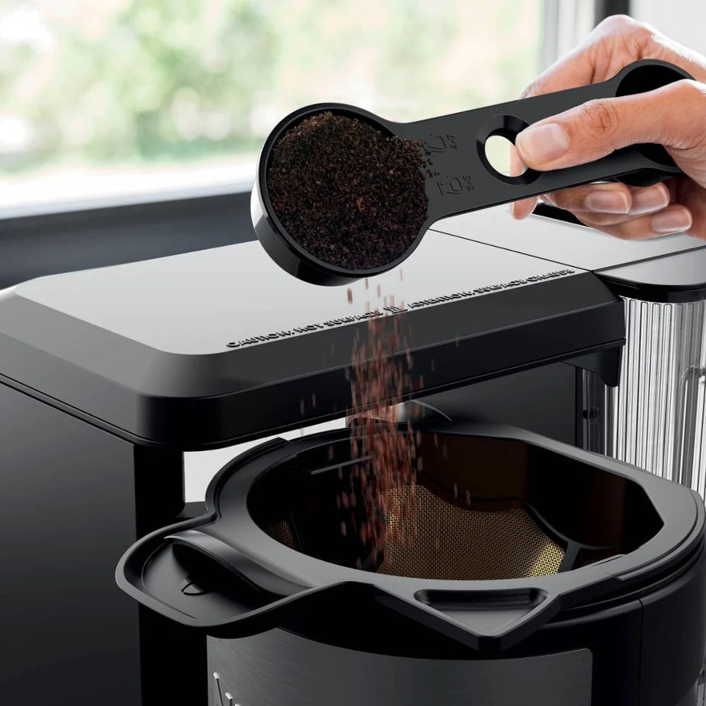Black 12-cup Drip Coffee Maker with Single Serve Brewing D400649