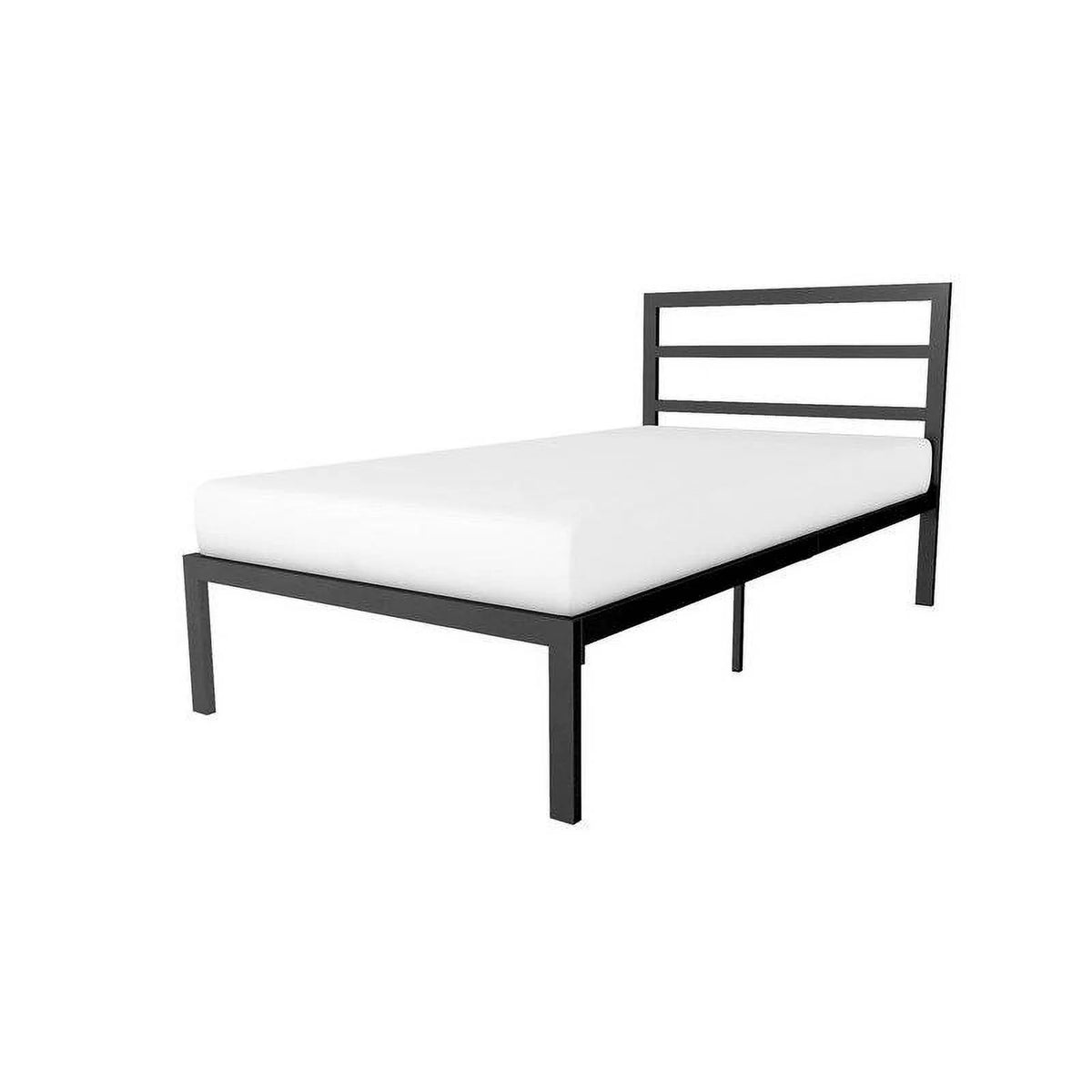 Black Metal Platform Bed Frame with Headboard Y8744