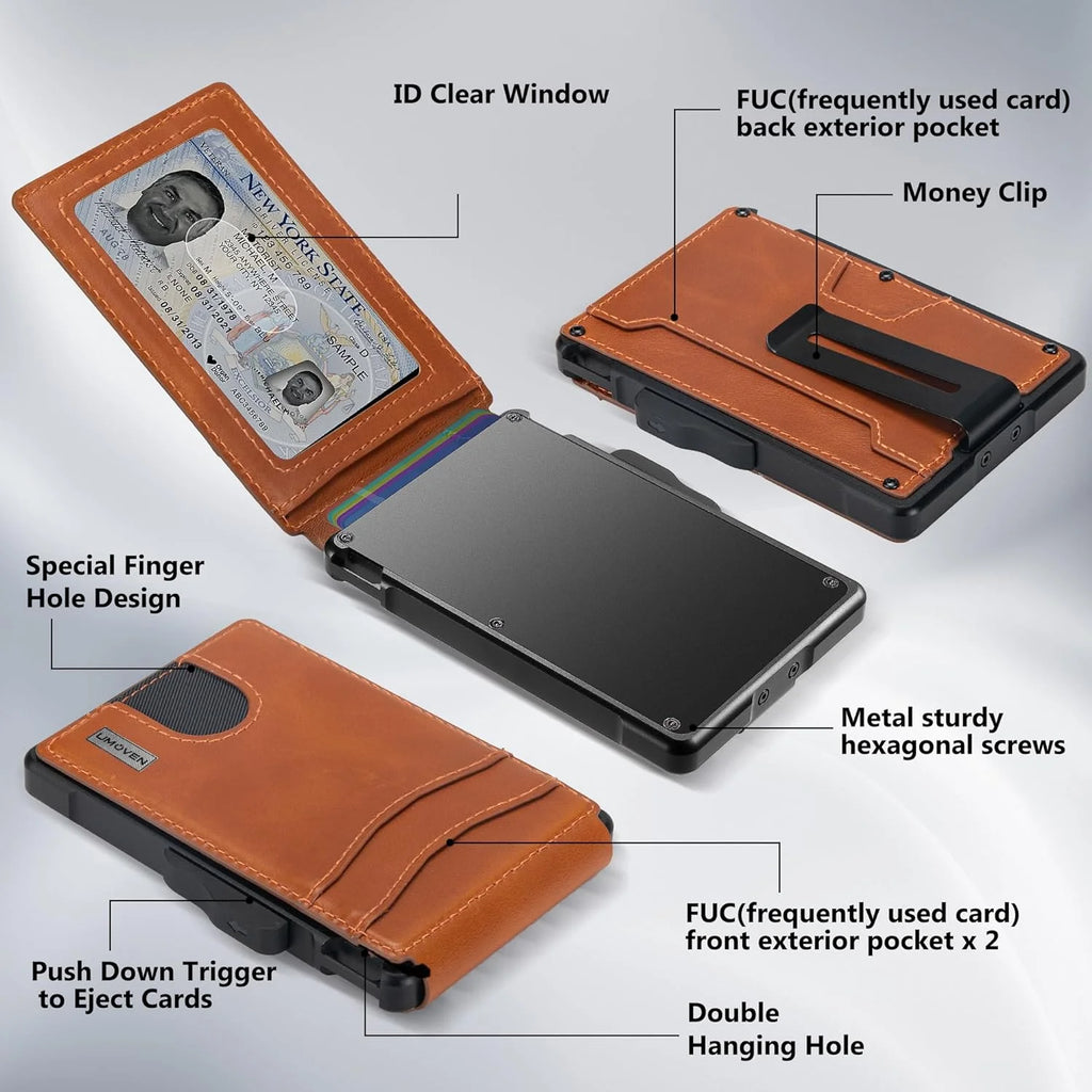 Slim Leather Bifold Wallet with Money Clip B4221