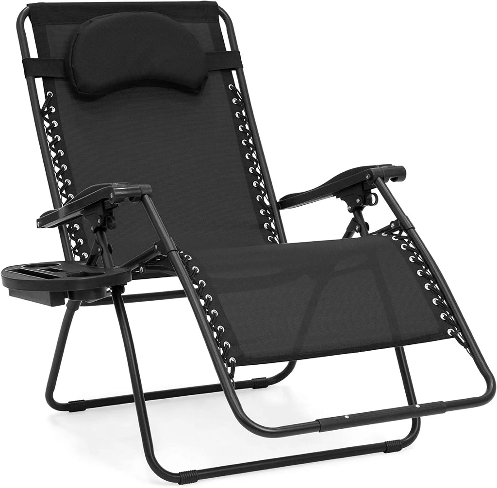 Oversized Zero Gravity Chair with Cup Holder and Pillow W3842
