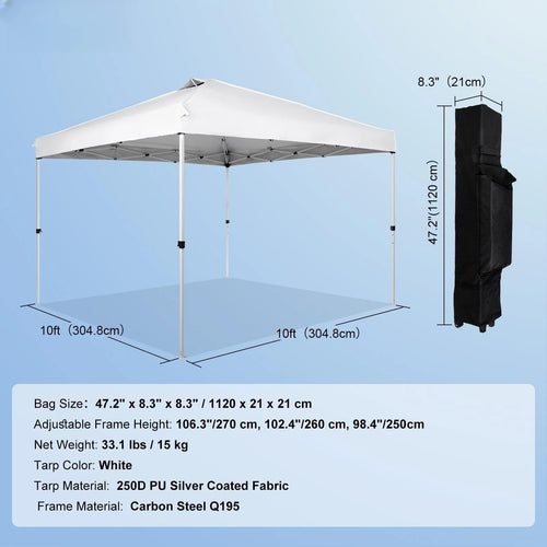 10 x 10 ft Pop Up Canopy Tent with Roller Bag and 4 Sandbags F443263