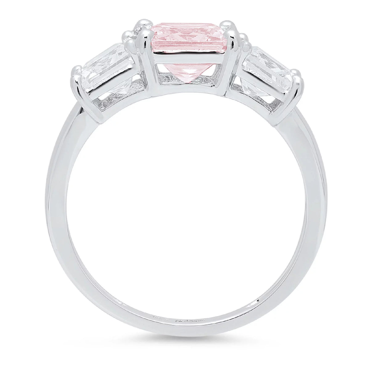4.0 ct Pink Diamond 14k White Gold Three-Stone Ring SZ 8 K3545