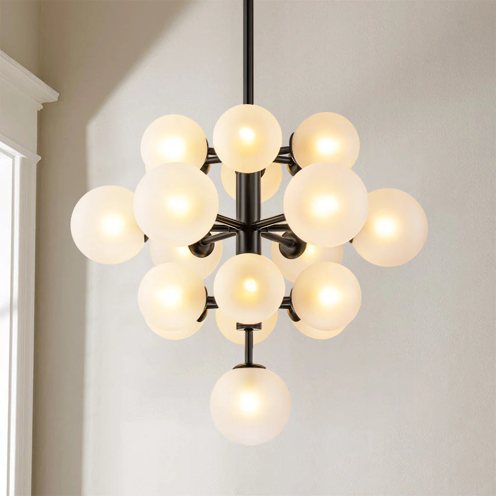 19-Light Dimmable Tiered Glass Bubble Chandelier F984985