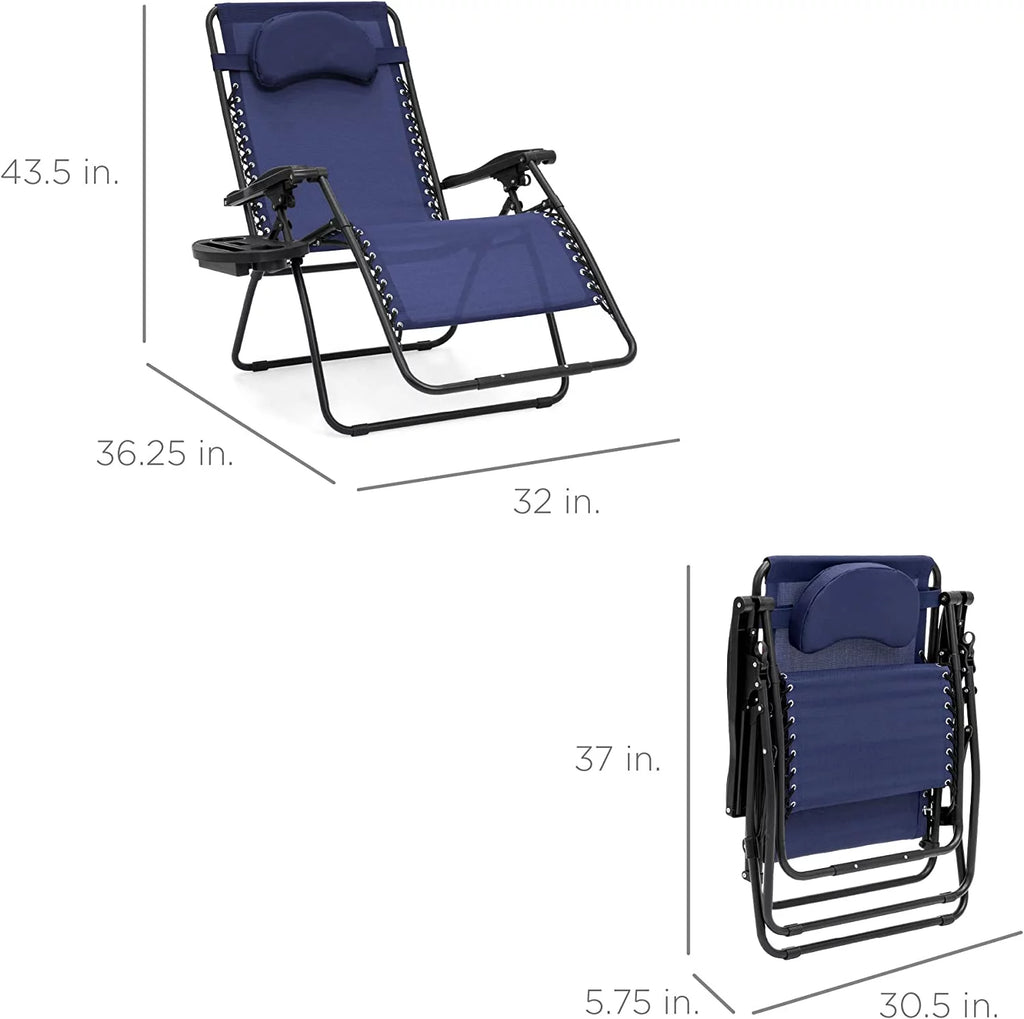 Oversized Zero Gravity Chair with Cup Holder and Pillow W3842