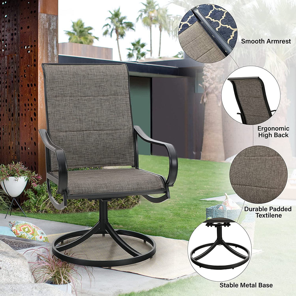 9 Piece Patio Dining Set with Padded Textilene Swivel Chairs and Expandable Table W946036