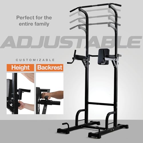 Pull Up Bar Free Standing Power Tower, Height Adjustable, 440LBS Capacity U430