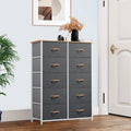 Cool Gray 10 Drawer Fabric Storage Dresser R5662
