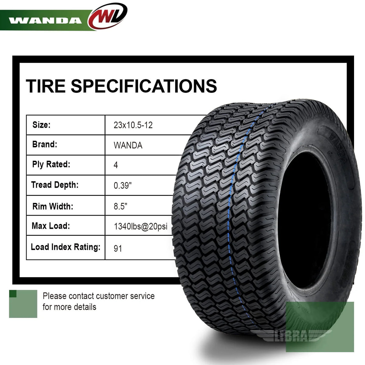 2 New 23x10.5-12 Turf Tires M2653
