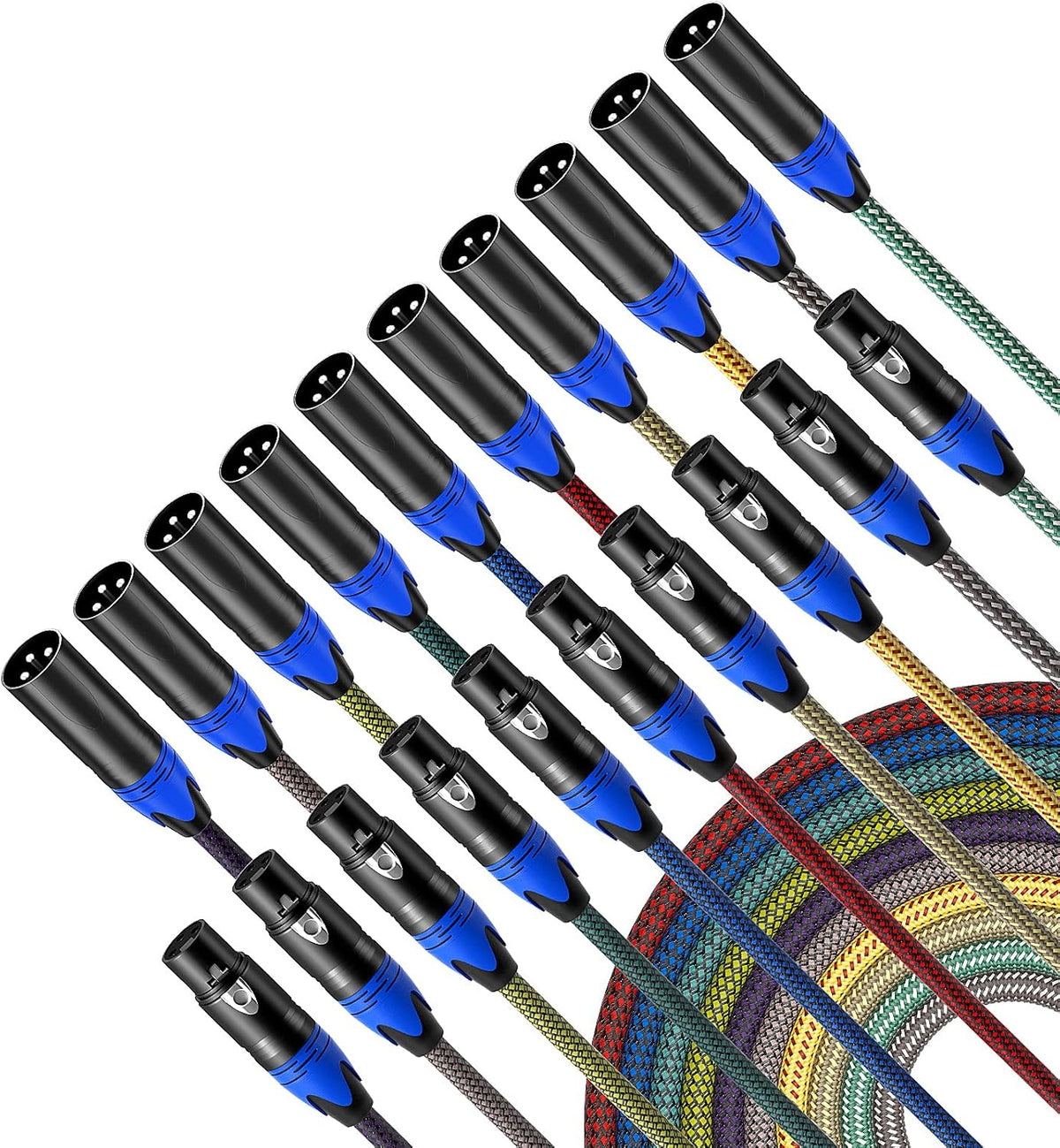 XLR Cable 6ft 10Pack Nylon Braided Microphone Cable V522