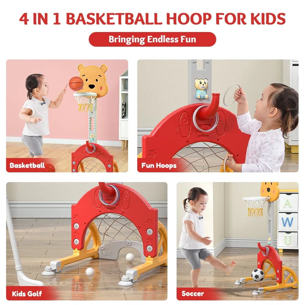 4 in 1 Adjustable Height Kids' Toddler Basketball Stand J63307