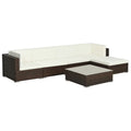 6 Piece White Cushioned Poly Rattan Patio Conversation Set with Coffee Table K10796