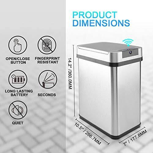 2.4 Gallon Stainless Steel Automatic Sensor Kitchen Trash Can T5961