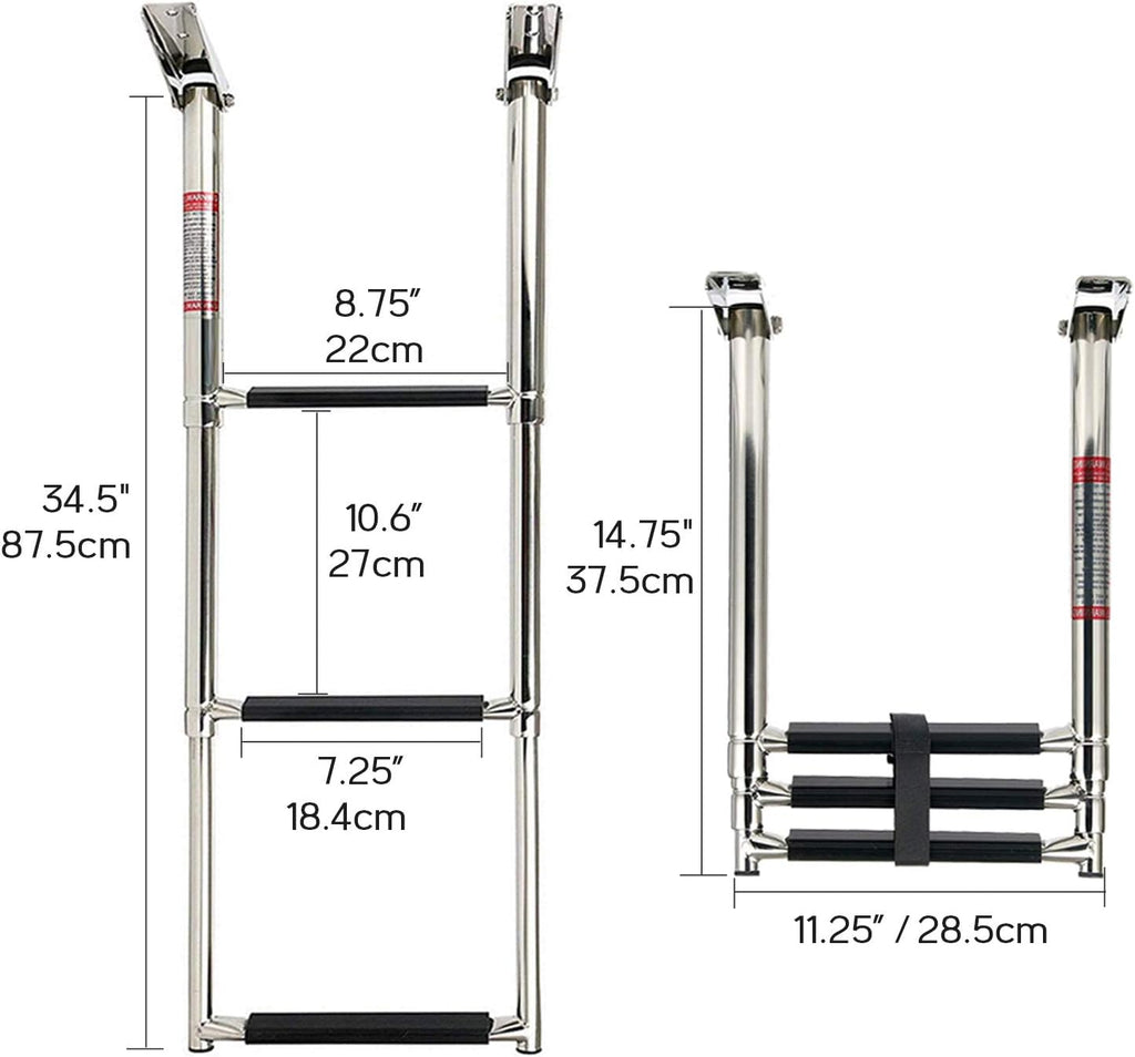 3 Step Folding Stainless Steel Swim Ladder, Pack of 2 Q906272