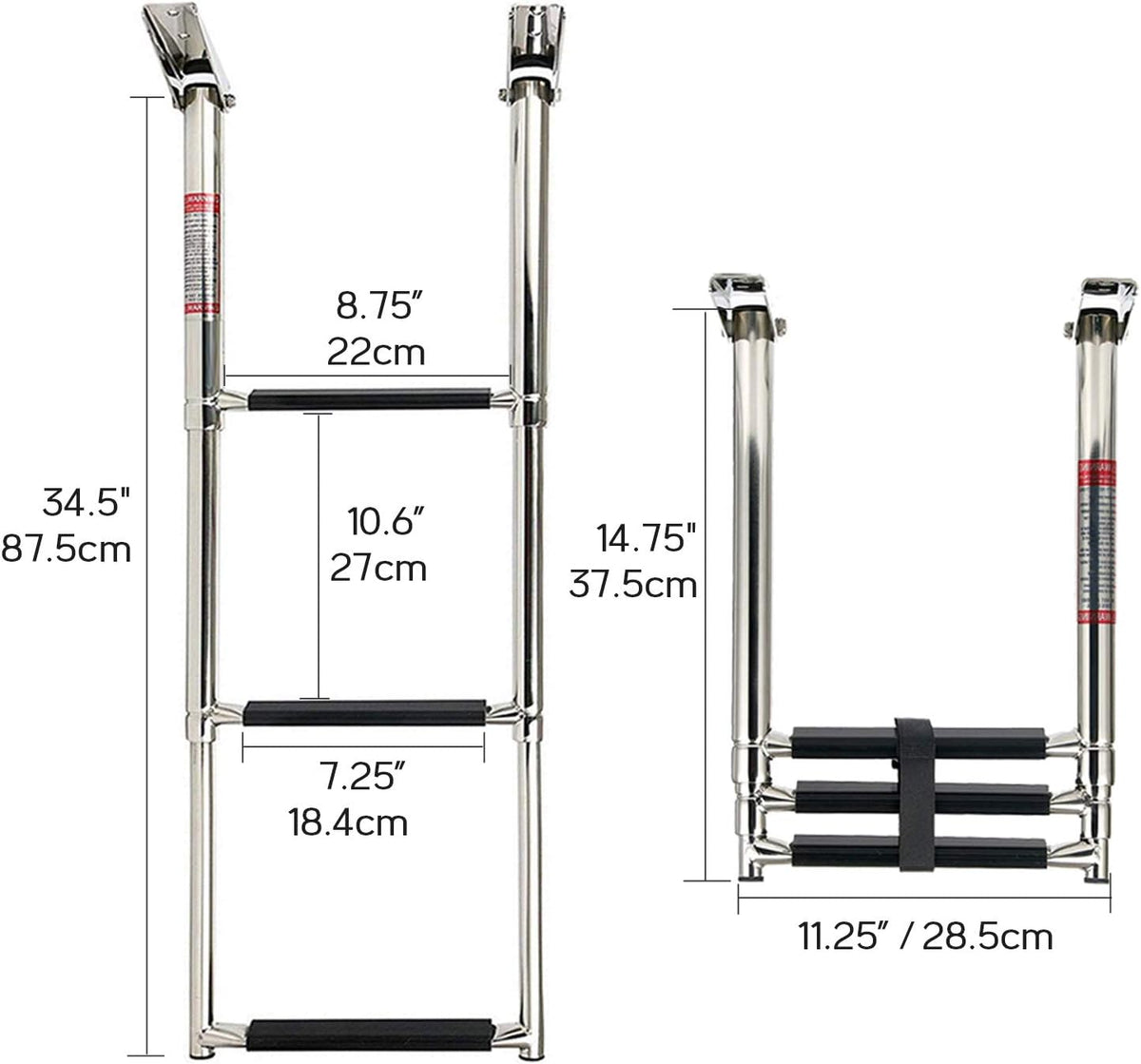 3 Step Folding Stainless Steel Swim Ladder, Pack of 2 Q906272