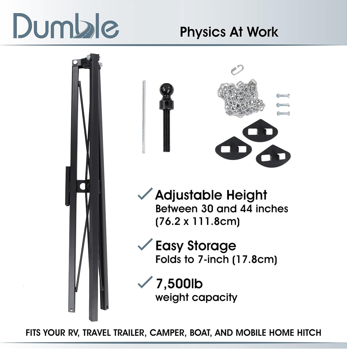 Gooseneck RV Stabilizer Tripod 2-5/16in Ball Joint 7500lb Cap 5th Wheel Adjustable Jack Q413435
