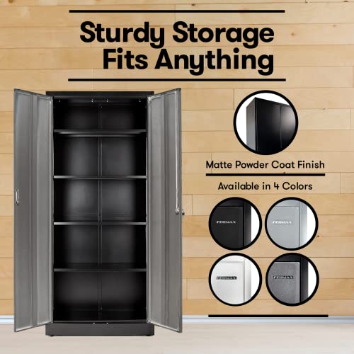 71-inch Tall Black Steel Storage Cabinet with Adjustable Shelves B460349