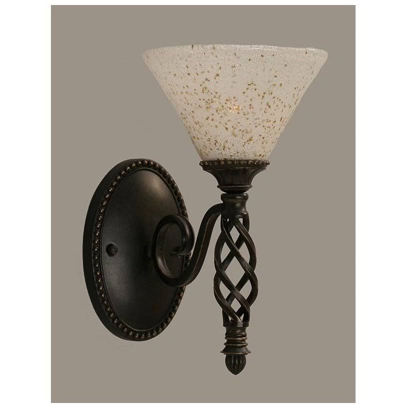 Dark Granite Wall Sconce with Gold Ice Glass K12011