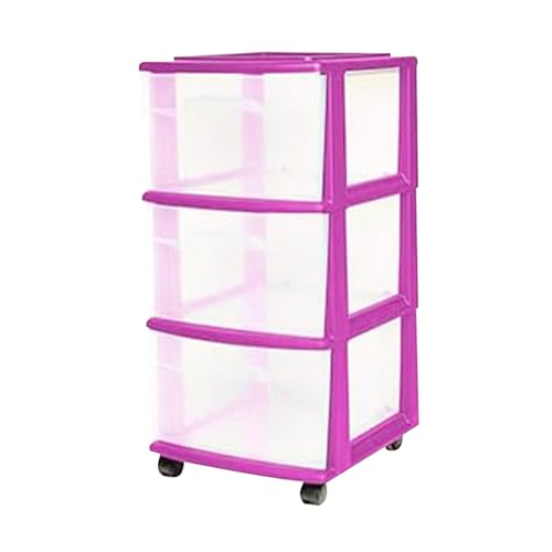 3-Tier Clear Plastic Storage Organizer Cart with Wheels P7534