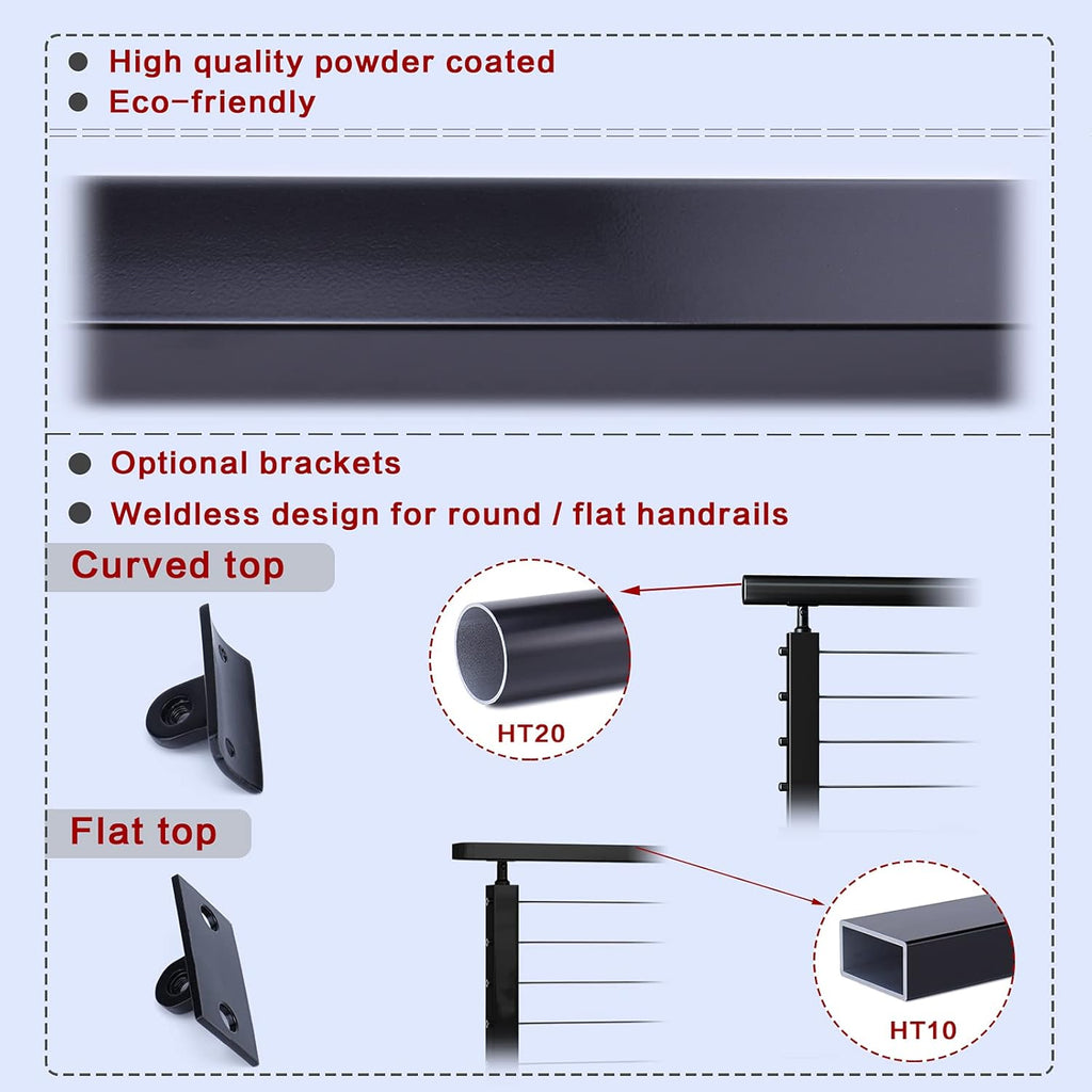 2 Pack 36x2x2 304 Stainless Steel Black Cable Railing Post G76160