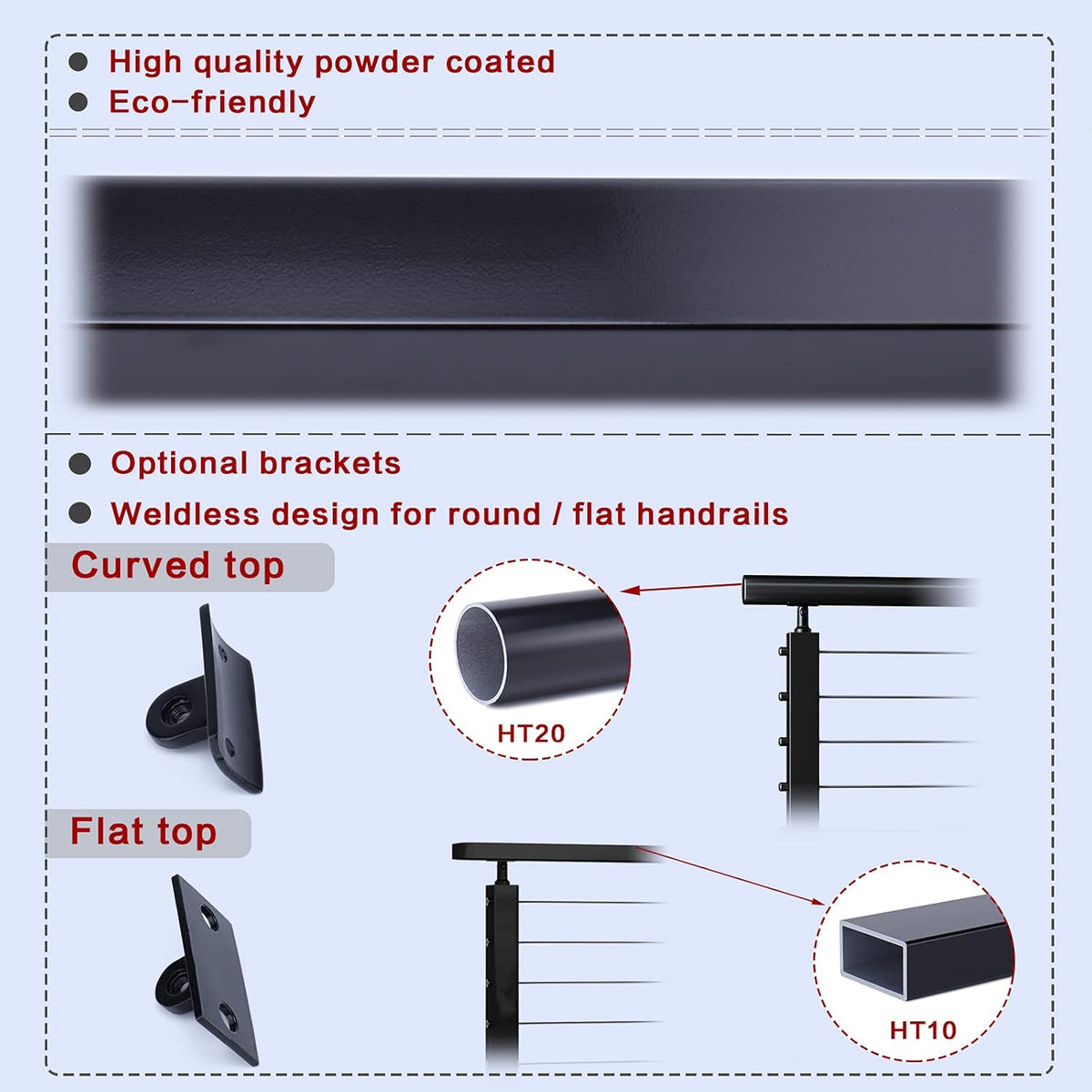 2 Pack 36x2x2 304 Stainless Steel Black Cable Railing Post G76160